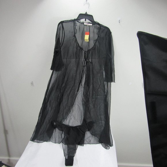 Robe and Thong Sleepwear Black - Picture 5 of 10